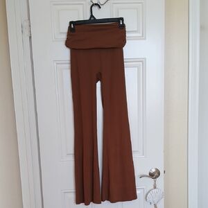 Women's High-Waist Foldover Flare Pants - Brown